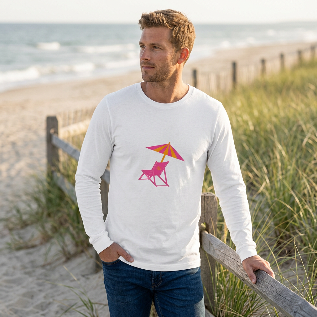 Unisex T-Shirt (Long Sleeves) - Chair Logo Pink/Orange